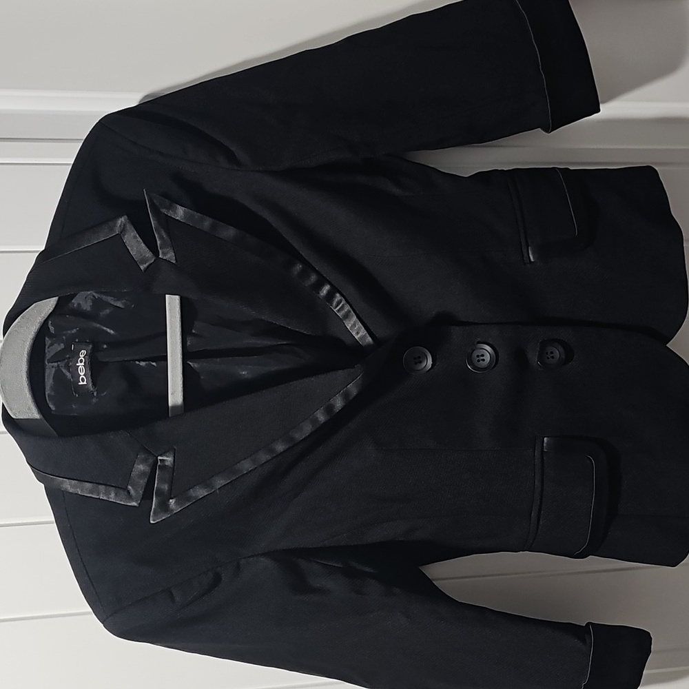 Used Bebe Women's Black Satin-Trim Blazer
